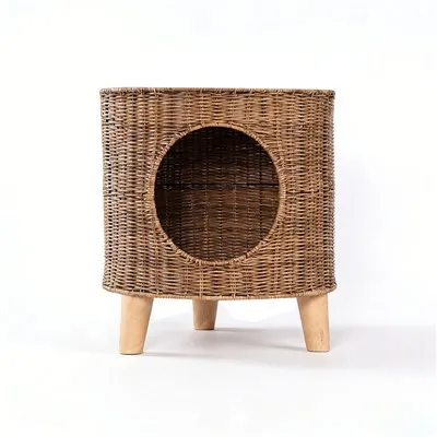 Rund moderne minimalistisk hel-sæson Ottoman Cat Cave/kæledyrsseng